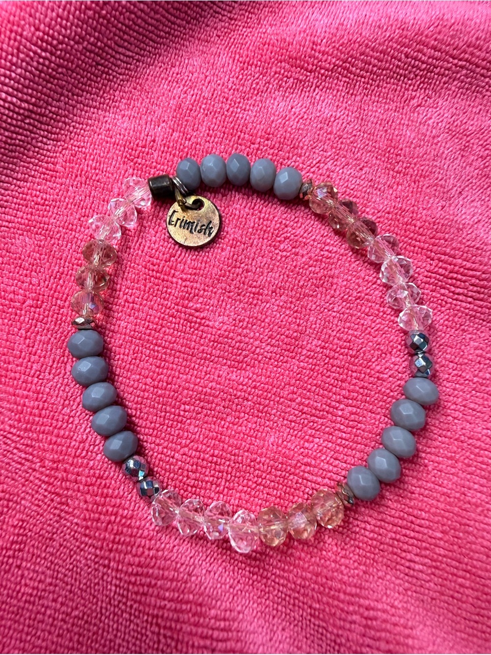 Erimish Light Gray Faceted Bead & Clear Crystal Stretch Bracelet